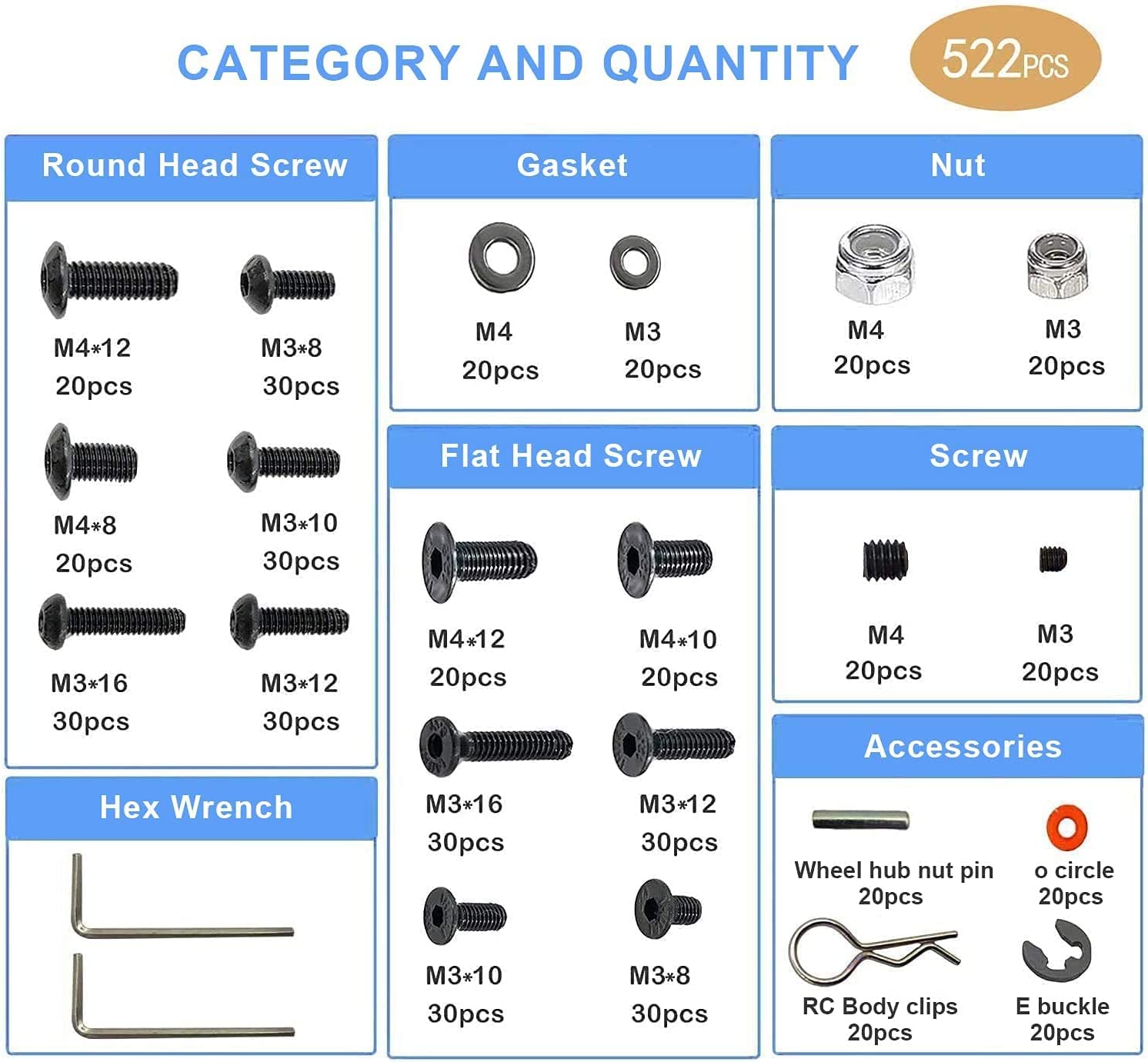 522 個ユニバーサル RC ネジキット部品セットハードウェ - Fpv Drone Tool Kit のレビューと価格